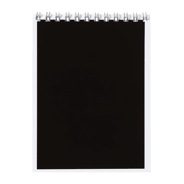 Блокнот А6 40 листов, на гребне Черный, обложка мелованный картон, ВД-лак, блок 65 г/м2