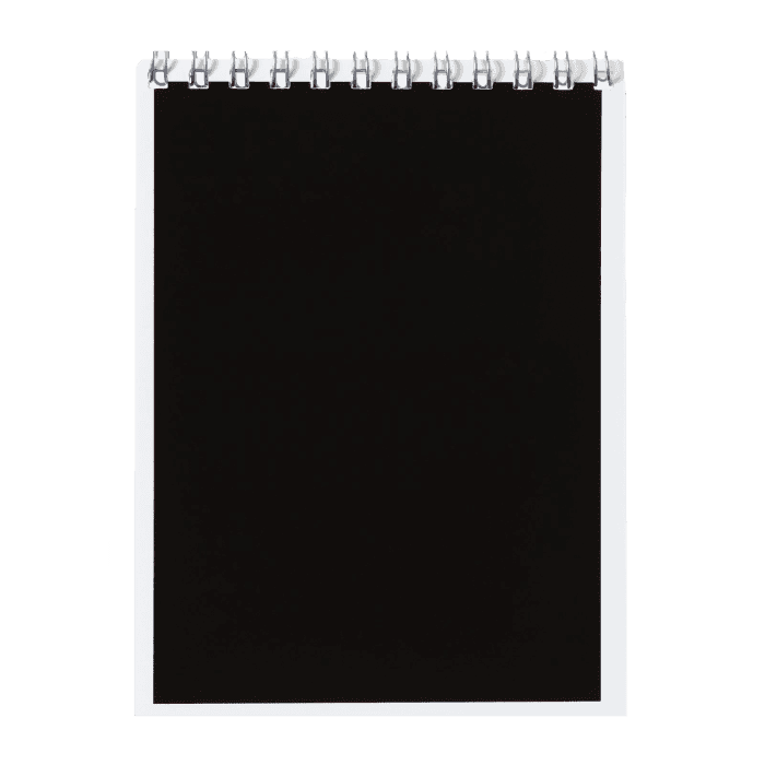 Блокнот А6 40 листов, на гребне Черный, обложка мелованный картон, ВД-лак, блок 65 г/м2