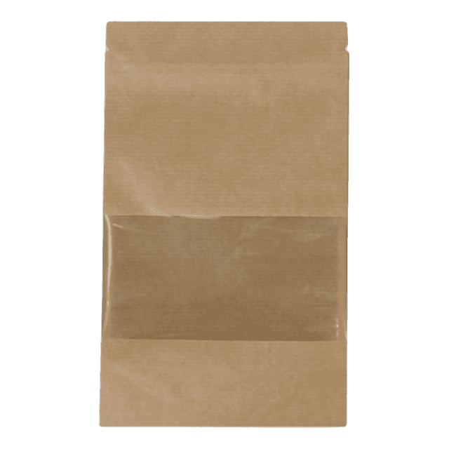 Пакет Дой-пак 135*225+40 мм бумажный КРАФТ с окном 70 мм zip