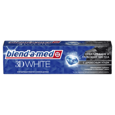 Зубная паста 100 мл "Blend-a-med" 3D White, Отбеливание и глубокая чистка/Древесный уголь Зубная паста 100 мл "Blend-a-med" 3D White, Отбеливание и глубокая чистка/Древесный уголь