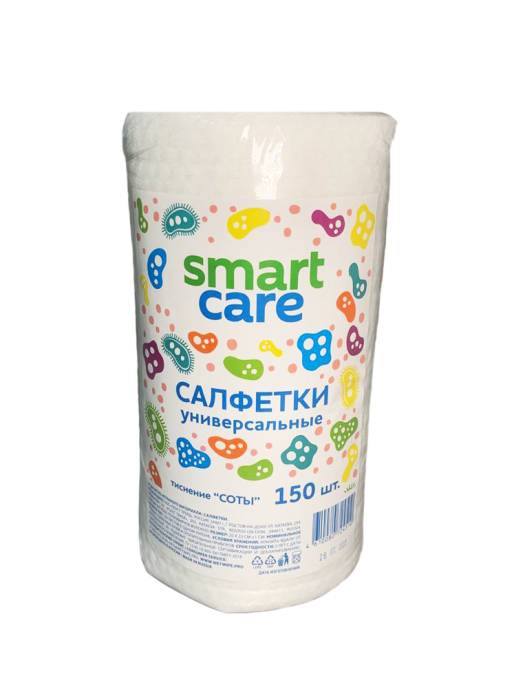 Салфетка вискозная полотенце Smart Care в рулоне 150 шт. Соты Универсальные