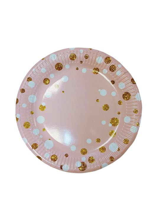 Набор тарелок бумажных D-230 мм "Вечеринка" (6 шт.упак), Розовый