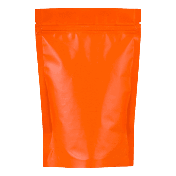 Пакет дой-пак 135*200 "40+40" мм металлизированный Оранжевый матовый zip