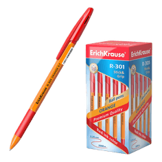 Ручка шариковая 0,7 мм КРАСНАЯ "Erich Krause" R-301 Orange Stick & Grip резин упор Ручка шариковая 0,7 мм КРАСНАЯ "Erich Krause" R-301 Orange Stick & Grip резин упор