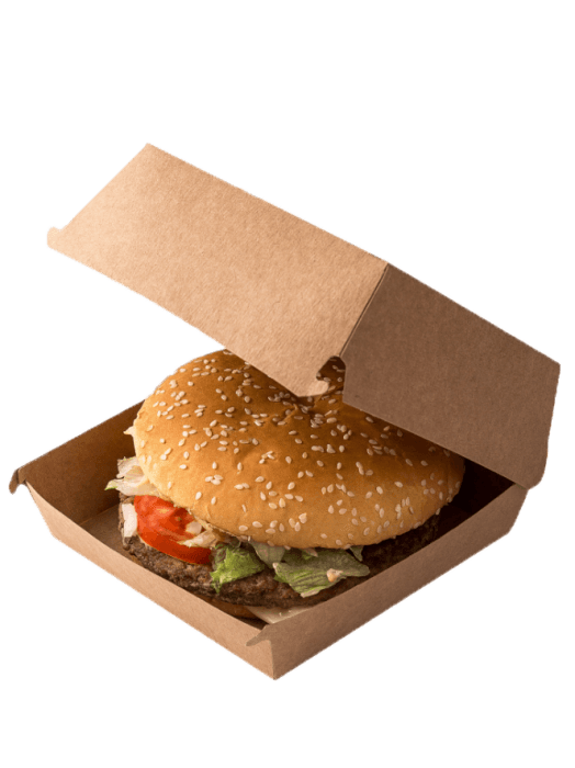 Упаковка бумажная для гамбургеров 140*140*70 мм 02 BURGER L Pure Kraft