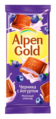 Шоколад "Alpen Gold" 80г, черника и йогурт Шоколад "Alpen Gold" 80г, черника и йогурт