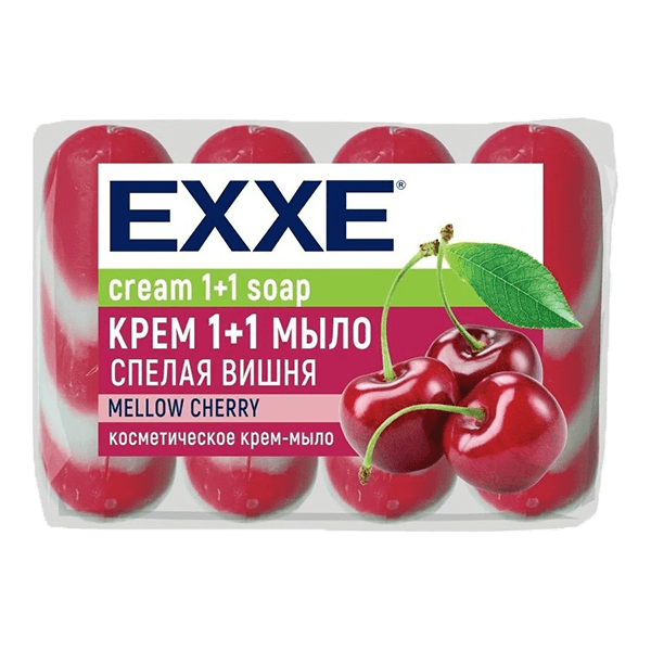 Косметическое мыло 75 гр "EXXE" полосатое ЭКОПАК (4 шт.упак), Красное, Спелая вишня