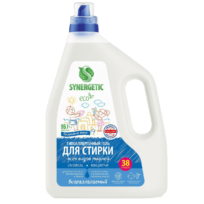 Гель-концентрат для стирки белья 2,28 л SYNERGETIC биоразлагаемый, UNIVERSAL Гель-концентрат для стирки белья 2,28 л SYNERGETIC биоразлагаемый, UNIVERSAL