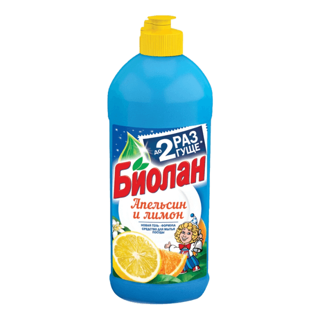 Средство для мытья посуды 450 мл "Биолан", Апельсин и лимон