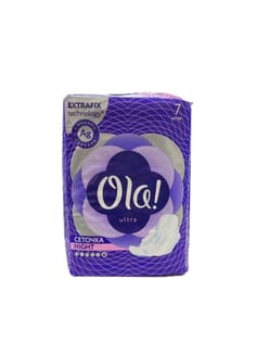 Прокладки "Ola!" Ultra сеточка ультратонкие, 6 капель, ночные с ионами серебра (7 шт.упак) Прокладки "Ola!" Ultra сеточка ультратонкие, 6 капель, ночные с ионами серебра (7 шт.упак)