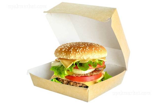 Коробка бумажная для гамбургера 120*120*70 мм КРАФТ размер L
