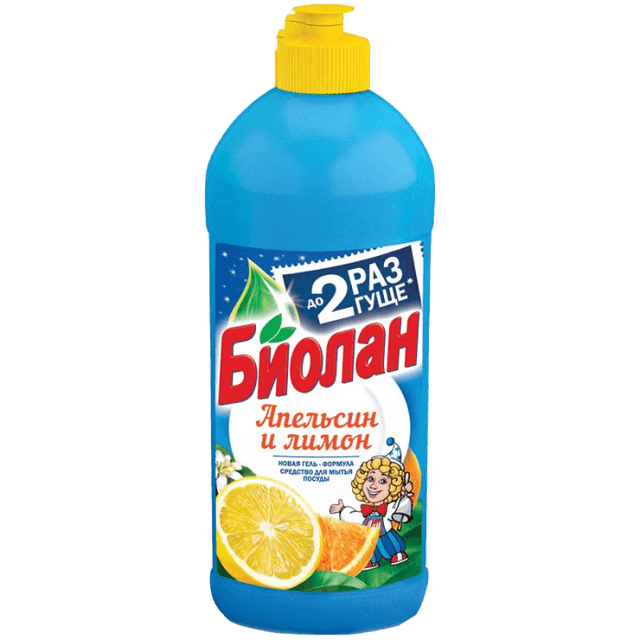 Средство для мытья посуды 900 мл "Биолан", Апельсин и лимон