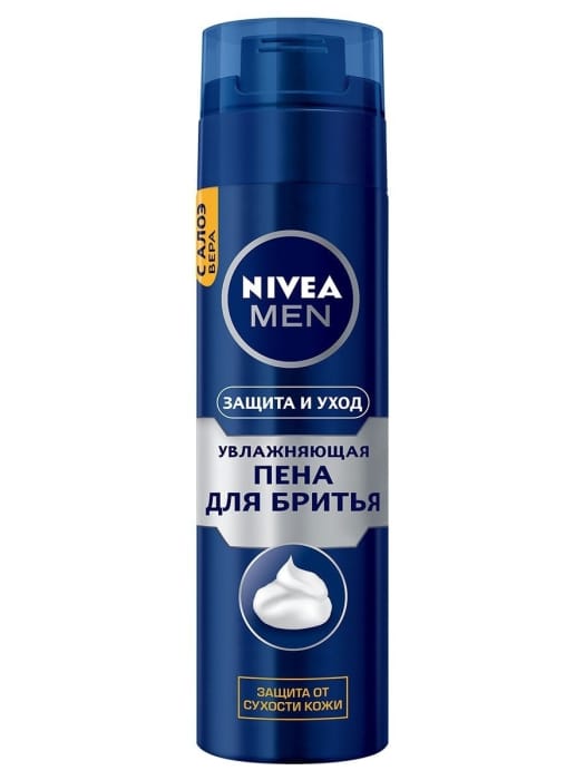 Пена для бритья 200 мл "Nivea" MEN для чувствительной кожи, Защита и уход/Увлажняющий Пена для бритья 200 мл "Nivea" MEN для чувствительной кожи, Защита и уход/Увлажняющий