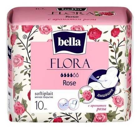 Прокладки "Bella" Flora Rose 4 капли (10 шт.упак)
