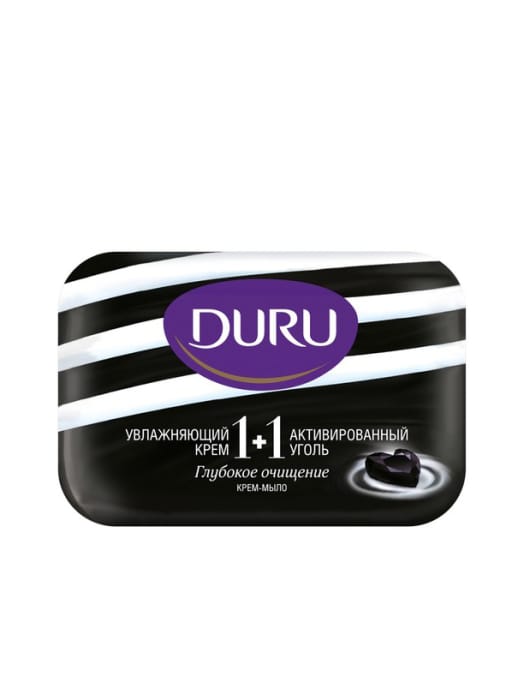 Мыло кусковое 80 г туалетное "DURU" 1+1 SOFT SENS, Активированый уголь Мыло кусковое 80 г туалетное "DURU" 1+1 SOFT SENS, Активированый уголь