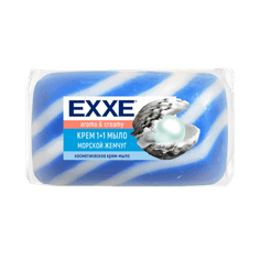 Крем-мыло кусковое 90 г туалетное "EXXE" 1+1 полосатое, одиночное, Синее, Морской жемчуг Крем-мыло кусковое 90 г туалетное "EXXE" 1+1 полосатое, одиночное, Синее, Морской жемчуг