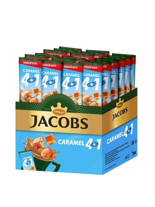 Кофе растворимый 12 гр "Jacobs" 4в1 Карамель