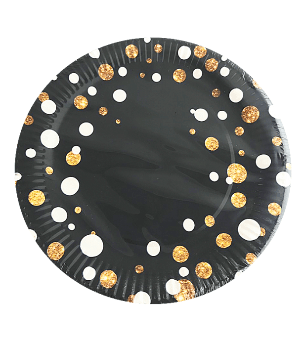 Набор тарелок бумажных D-230 мм "Вечеринка" (6 шт.упак), Черный
