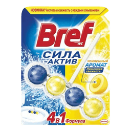 Блок для унитаза "Bref" Делюкс 50г, Лимонная свежесть Блок для унитаза "Bref" Делюкс 50г, Лимонная свежесть