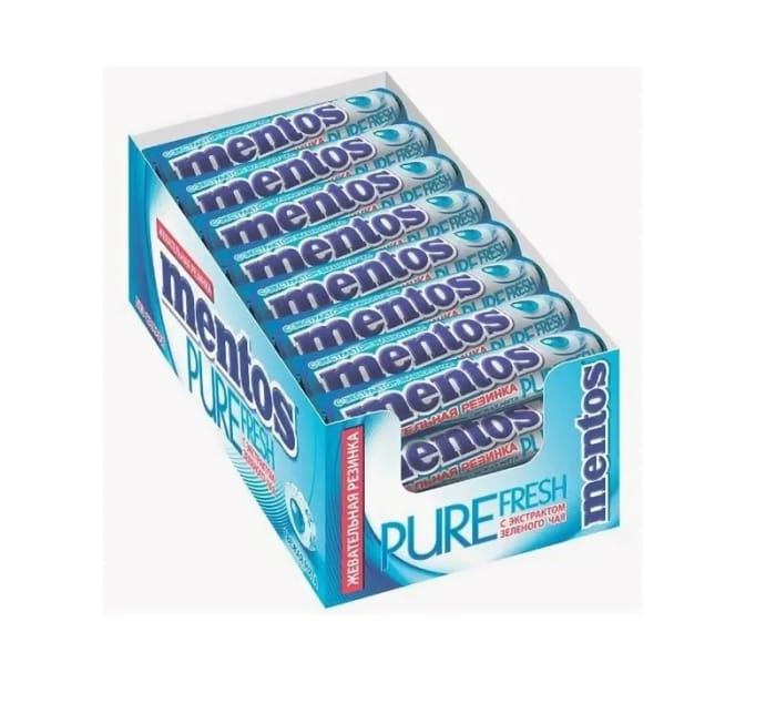 Жевательная резинка "Mentos" 15,5г (24 шт.упак), Свежая мята Жевательная резинка "Mentos" 15,5г (24 шт.упак), Свежая мята