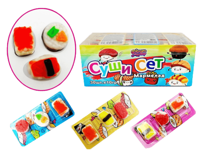 Мармелад "Суши Сет" 10г (30 шт.упак) Мармелад "Суши Сет" 10г (30 шт.упак)