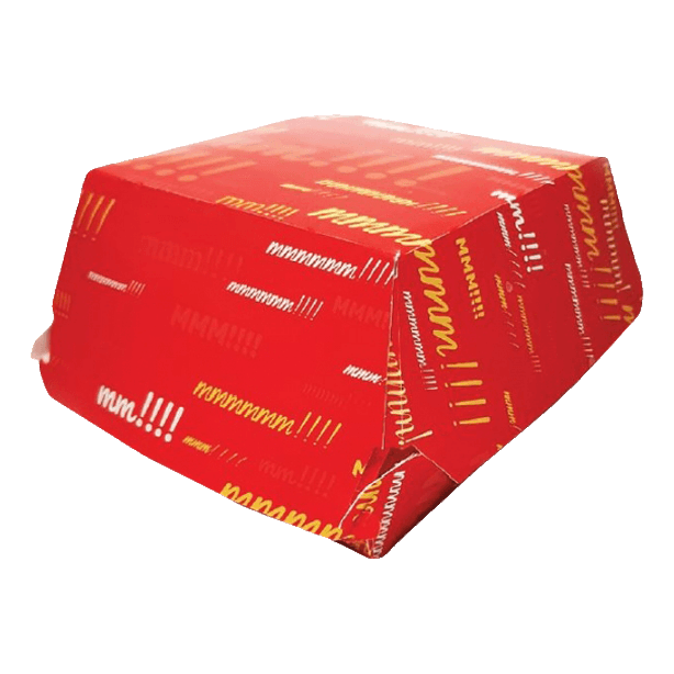 Коробка бумажная для гамбургера 140*140*70 мм КРАСНАЯ большая