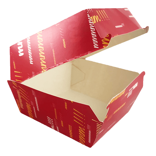 Коробка бумажная для гамбургера 110*110*70 мм КРАСНАЯ малая