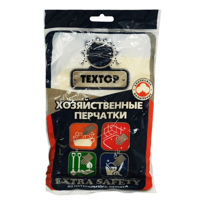 Перчатки латексные хозяйственные Exra Safety c х/б напылением TEXTOP, L Перчатки латексные хозяйственные Exra Safety c х/б напылением TEXTOP, L