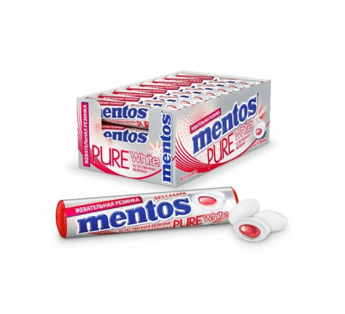 Жевательная резинка "Mentos" 15,5г (24 шт.упак), Клубника Жевательная резинка "Mentos" 15,5г (24 шт.упак), Клубника