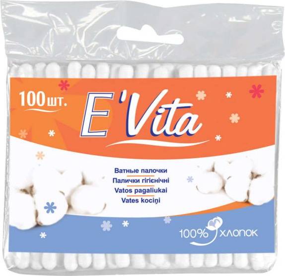 Ватные палочки для ушей E'Vita №100 пакет (100 шт.упак)