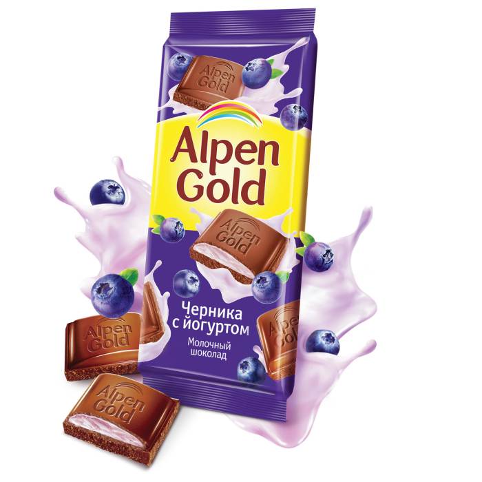 Шоколад "Alpen Gold" 80г, черника и йогурт