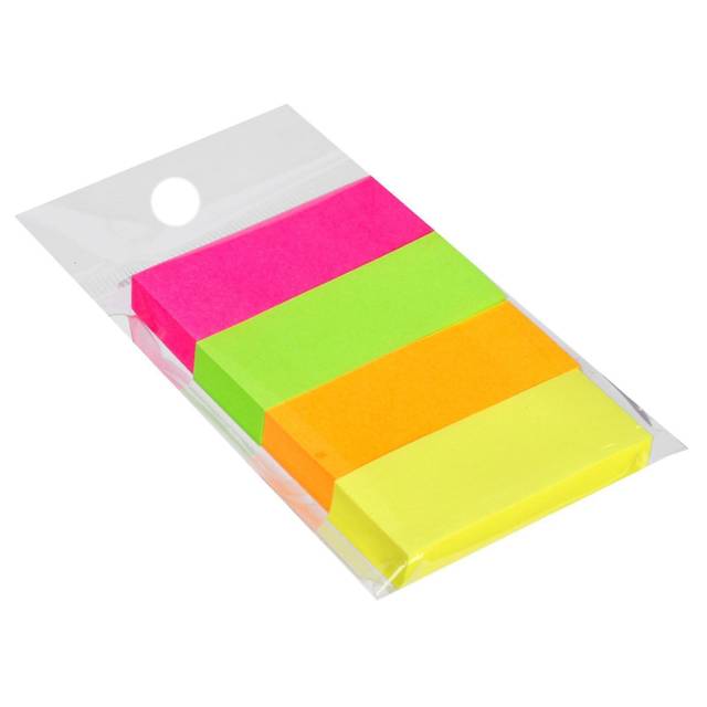 Блок-закладки с клеевым краем бумажные 12*50 мм 4 цвета/ 80 л Neon