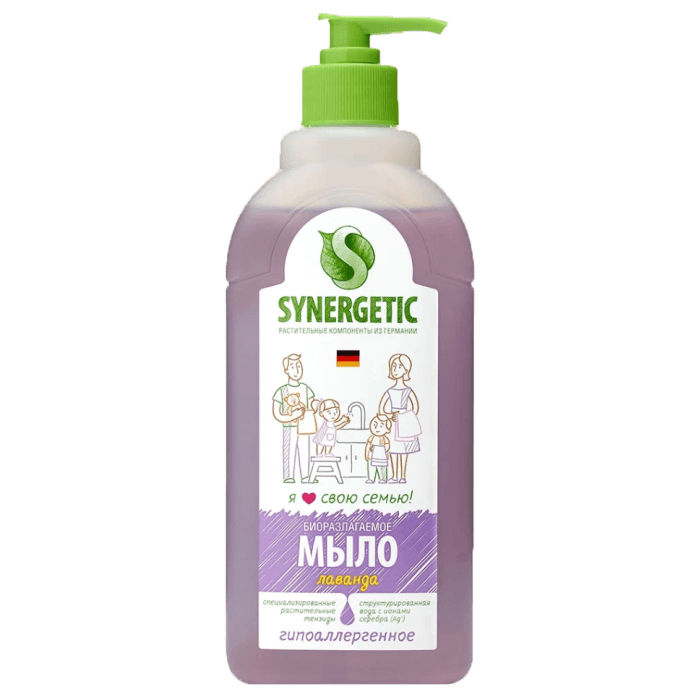 Жидкое мыло 500 мл SYNERGETIC для мытья рук и тела, биоразлагаемое, Лаванда Жидкое мыло 500 мл SYNERGETIC для мытья рук и тела, биоразлагаемое, Лаванда