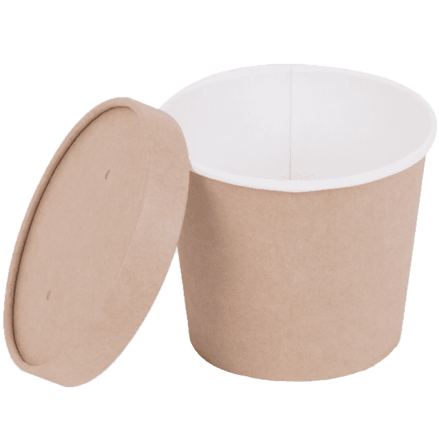 Контейнер/салатник/супница бумажный круглый 500 мл OSQ Round Bowl для супов + крышка КОМПЛЕКТ