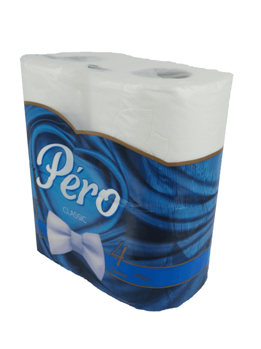 Туалетная бумага 3-х/трехслойная "PERO Classic Blue" белая (4 рул.упак)