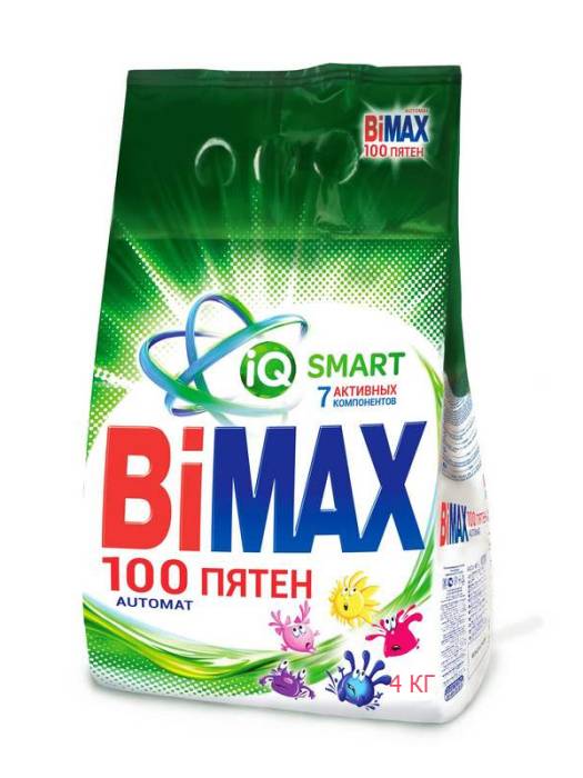 Стиральный порошок 4 кг "BiMAX", 100 пятен