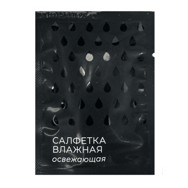 Салфетка влажная в индивидуальной упаковке 6*8 ЧЕРНАЯ, аромат лемонграсс Салфетка влажная в индивидуальной упаковке 6*8 ЧЕРНАЯ, аромат лемонграсс