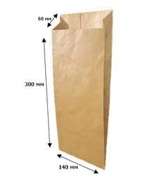 Пакет бумажный 300*140*60 КРАФТ под бутылку ВИР, V-дно Пакет бумажный 300*140*60 КРАФТ под бутылку ВИР, V-дно