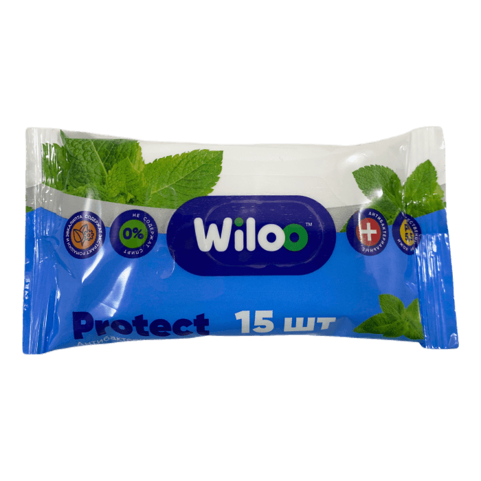 Салфетка влажная 15 шт. "WILOO" Антибактериальные с ароматом ментола (15 салф.шт) Салфетка влажная 15 шт. "WILOO" Антибактериальные с ароматом ментола (15 салф.шт)