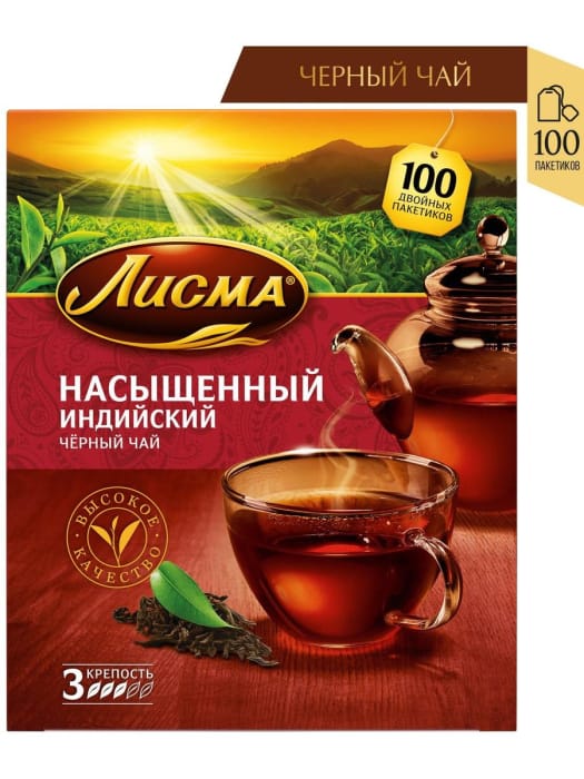 Чай 100 пакетиков, "Лисма", Насыщенный Чай 100 пакетиков, "Лисма", Насыщенный