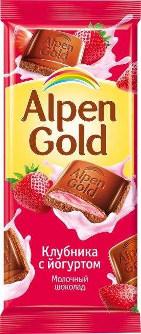 Шоколад "Alpen Gold" 85г, клубника со сливками