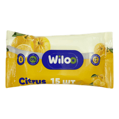 Салфетка влажная 15 шт. "WILOO" Универсальные (15 салф.шт), Цитрус Салфетка влажная 15 шт. "WILOO" Универсальные (15 салф.шт), Цитрус
