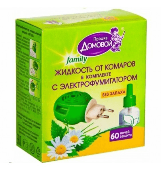 Домовой Комплект от комаров: жидкость и электрофумигатор 60 дней Домовой Комплект от комаров: жидкость и электрофумигатор 60 дней