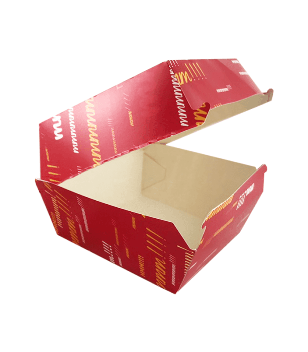 Коробка бумажная для гамбургера 110*110*70 КРАСНАЯ малая