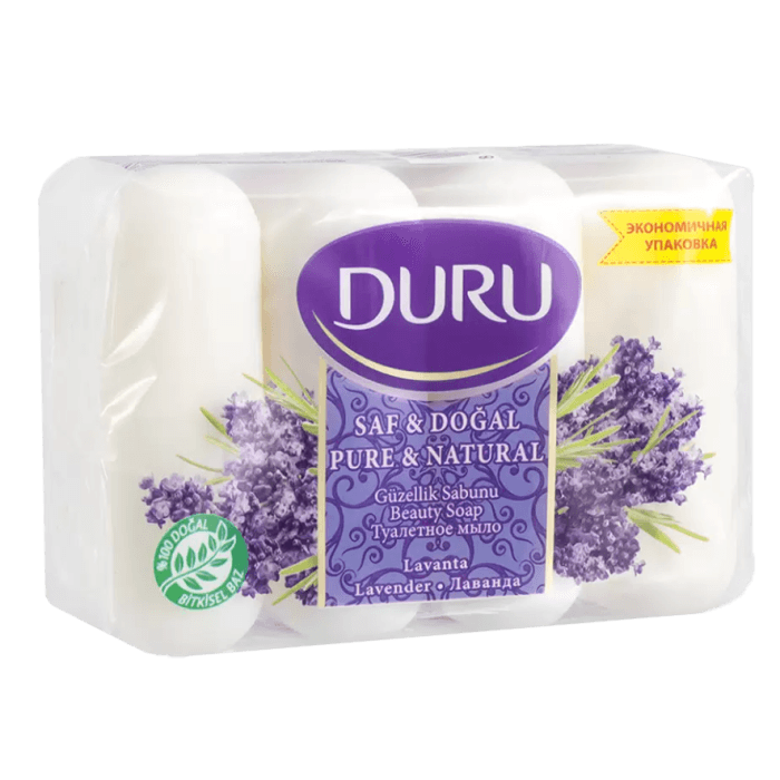 Мыло кусковое 90 г туалетное "DURU" 1+1 SOFT SENS (4 шт.упак), Лаванда Мыло кусковое 90 г туалетное "DURU" 1+1 SOFT SENS (4 шт.упак), Лаванда