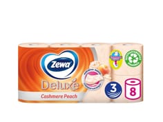 Туалетная бумага 3-х/трехслойная "Zewa Deluxe" с запахом (8 рул.упак), Персик Арт 5363 Туалетная бумага 3-х/трехслойная "Zewa Deluxe" с запахом (8 рул.упак), Персик Арт 5363
