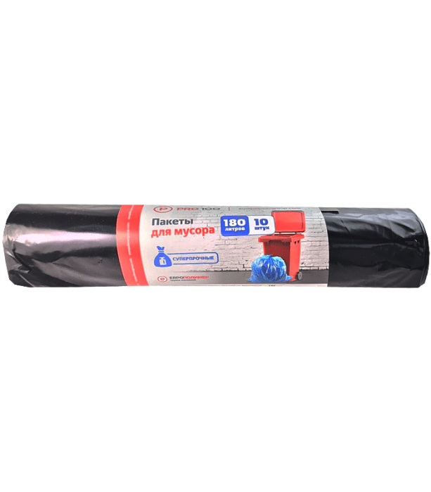 Мешки мусорные 180л/90*100 см "PRO100" ЧЕРНЫЕ, в рулоне (10 шт.рул) Рост Мешки мусорные 180л/90*100 см "PRO100" ЧЕРНЫЕ, в рулоне (10 шт.рул) Рост