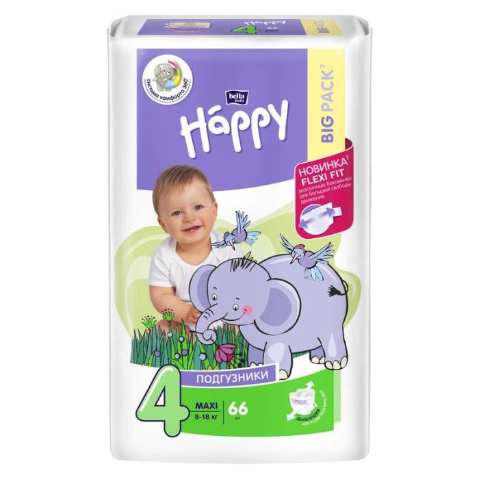 Подгузники гигенические для детей "Bella baby Happy Maxi" 8-18 кг/66 шт.