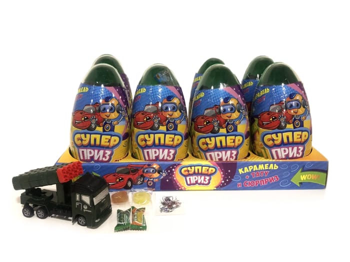 Яйцо "СУПЕРПРИЗ" Карамель+игрушка+тату 12 г (8 шт.упак), Для мальчиков Яйцо "СУПЕРПРИЗ" Карамель+игрушка+тату 12 г (8 шт.упак), Для мальчиков