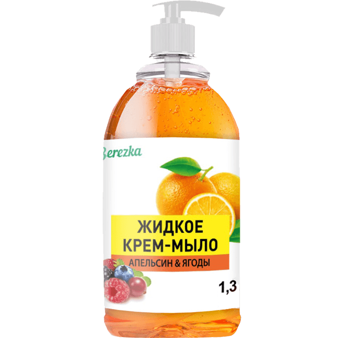 Крем-мыло жидкое 1,3 л BEREZKA Апельсин и ягоды Крем-мыло жидкое 1,3 л BEREZKA Апельсин и ягоды